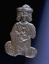 Copper figure of a courtier holding a wine glass