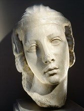 Sculpted head of a veiled woman