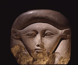 Limestone head of the goddess Hathor