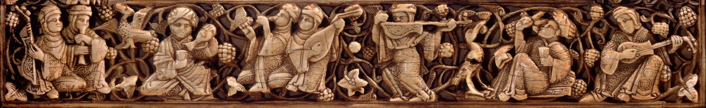 Carved ivory plaque from a piece of furniture