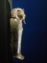 One of a set of four miniature silver canopic coffins used to preserve the internal organs of the king Shoshenq II