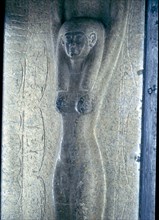 Relief sculpture of the goddess Nut from the interior of the sarcophagus lid of 19th Dynasty king Merenptah, reused at Tanis by Psusennes