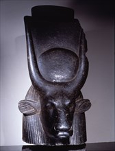 Head from the statue of the cow headed goddess Hathor