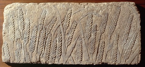 Relief carving showing wheat