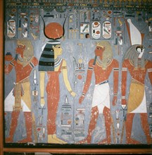 A detail of a wall painting in the tomb of Horemheb