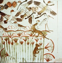 A detail of wall painting in the tomb of Menna