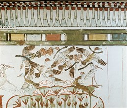 A detail of wall painting in the tomb of Menna