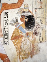 A painting from the tomb of Nebamun showing him hunting birds in the papyrus marshes