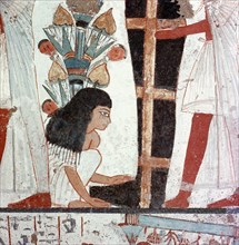 A detail of a painting of a funeral ceremony from the tomb of Nebamun and Ipuki, sculptors to Akhenaten and Tutankhamun