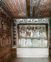 View of the interior of the tomb of Neferronpet, a scribe of the treasury of Amen
