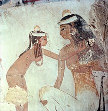 A detail of a wall painting in the tomb of Djoserkareseneb