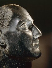 Portrait head from a statue of Penemerit, governor of Tanis during the reign of Ptolemy XIII, from the temple of Amun at Tanis