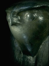 Falcon head representing the god Sokaris on the silver coffin of Shoshenq II from the royal necropolis at Tanis