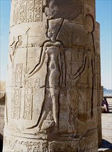 Detail from one of the pillars in the forecourt of Kom Ombo, the temple dedicated to the gods Sebek and Haroeris Horus the Elder