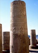 Detail of the pillars in the forecourt of Kom Ombo, the temple dedicated to the gods Sebek and Haroeris Horus the Elder