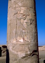 Detail from one of the pillars in the forecourt of Kom Ombo, the temple dedicated to the gods Sebek and Haroeris Horus the Elder