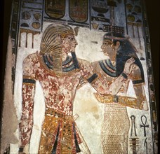 A detail of wall painting in the tomb of Seti I