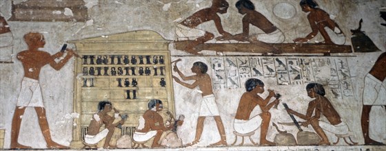 A detail of a wall painting in the tomb of Rekhmire