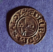 Silver penny of Ethelred II (978 1016) CRVX (Crux) type with sceptre with trefoil head