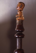 Ivory staff or sceptre finial, a prestige carving for royal or chiefly use, depicting a matrilineal ancestor