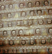 Painted ceiling at the church of Debra Berhan, Gondar