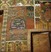 Fresco in the church of Debra Berhan, Gondar, showing hell and the devil