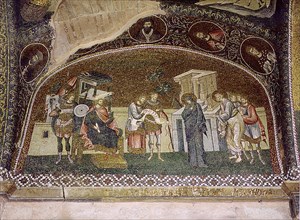 A mosaic panel in the church of St Saviour in Chora, (Kariye Djami), Istanbul, depicting a scene in which the Virgin Mary and St Joseph enrol for taxation