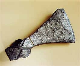 The great ceremonial axe from Mammen, Jutland, made of iron inlaid with silver