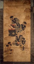 Scroll depicting an Ainu family