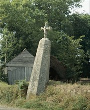 Octagonal stele, later used to support a cross