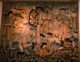 Tapestry depicting work in the vineyards