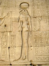 Reliefs of the lion goddess Sekhmet holding the ankh, symbol of life