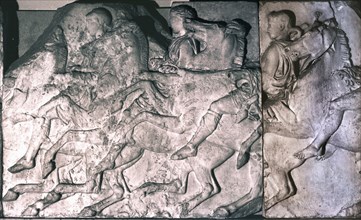 Riders and galloping horses from the north frieze of the Parthenon