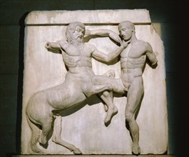Slab from the Parthenon frieze depicting Centaur and Lapith