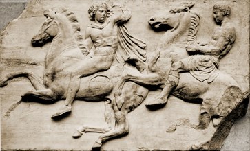 Detail of two galloping riders from the west frieze of the Parthenon