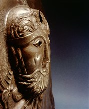 Detail from the Gundestrup cauldron, showing a bearded deity