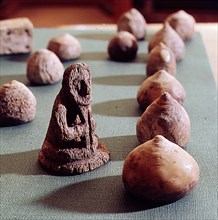 Miniature figurines, so called hnefi, belonging to the hnefatafl (a set of games)
