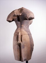 Statue of a voluptuous female deity depicted in explicit sensuality