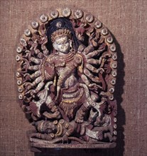 A sculpture of the goddess Kali, who is the destructive aspect of Devi (the supreme goddess)