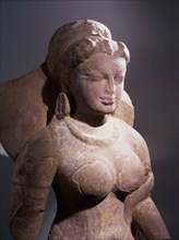 Statue of a goddess, possibly Parvati, standing in samapada (literally without bending)