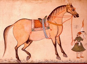 Painting of a horse and trainer