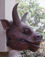 A buffalo head variant of the Barong dance mask