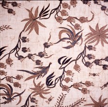 Detail of a batik kain with a design of birds and flowers