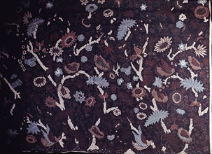 Detail of a batik kain with floral design