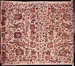 A batik sarong with alas alasan design incorporating flowers and birds