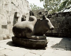 Nandi, the bull mount of Shiva, at the temple of the Lara Jonggrang complex