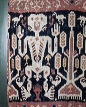 An Eastern Sumba noblemans mantle, hinggi, decorated by warp ikat, dying the threads prior to weaving