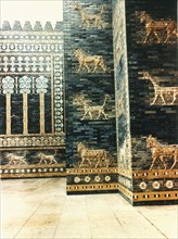 A reconstruction of the Ishtar gate which was decorated with polychrome glazed bricks and was built by Nebuchadnezzar II