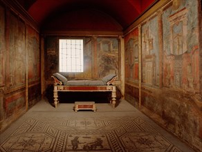 Cubiculum from a villa at Boscoreale, whose walls are decorated with frescoes dating from c 50 BC
