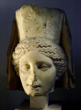 The head of the mother goddess Cybele whose worship was imported to Rome from Phrygia in Asia Minor in the second century BC